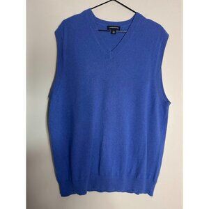 Lands' End Fine Gauge Cashmere Sweater Vest Mens Large 42-44 Royal Blue Preppy